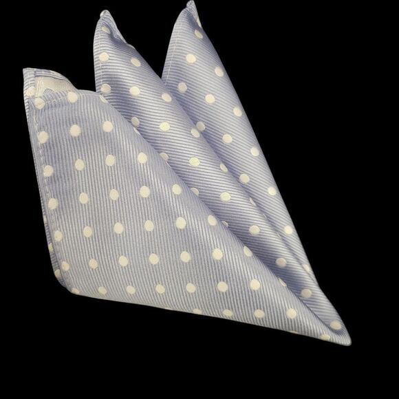 ALLURE MEN'S MULTI-DOT POCKET SQUARE BLUEBIRD/ WHITE. - Picture 2 of 3